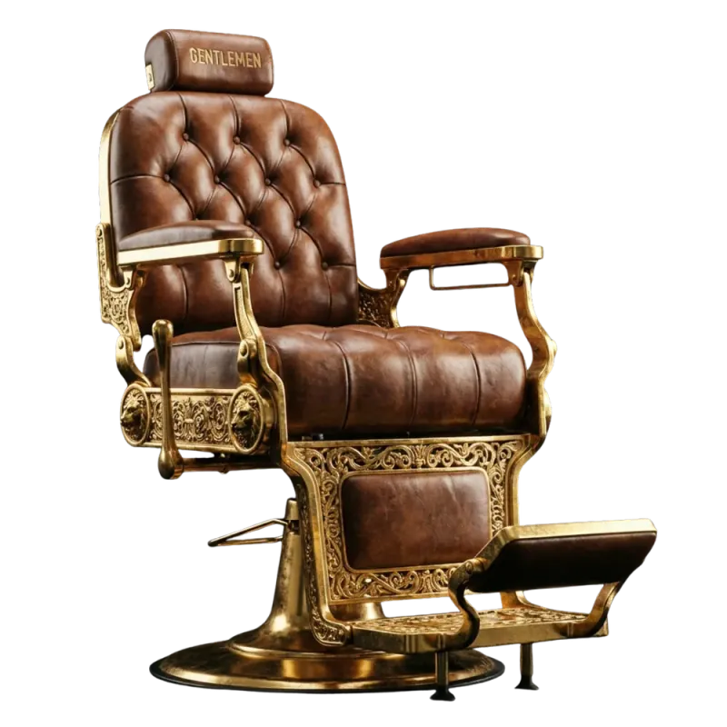 Gentlemen's Barbershop - Premium Golden Barber Chair Konzept